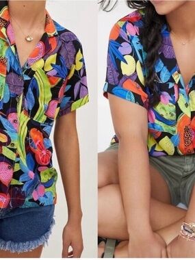 Anthropologie x Orane Tropical Print Button-Down Shirt Size M pre-owned